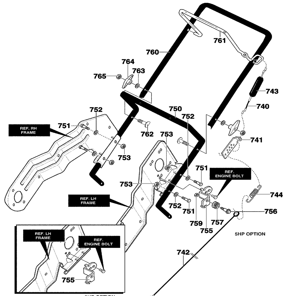 Handle Assembly Diagram and Parts List for 620301X54NC 2004 Briggs and Stratton Snow Blower